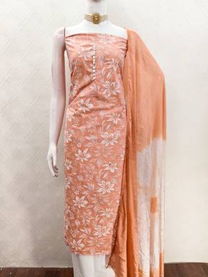  peach print cotton dress material 3