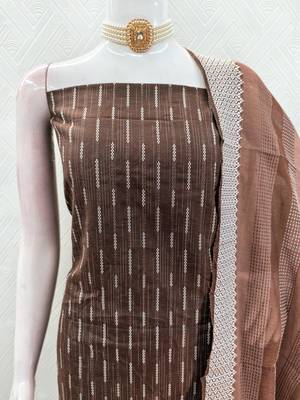  brown weaving cotton jacquard dress material 4