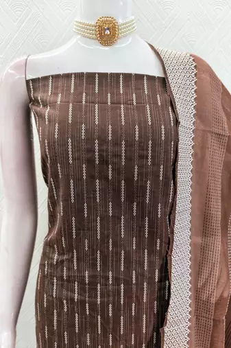  brown weaving cotton jacquard dress material