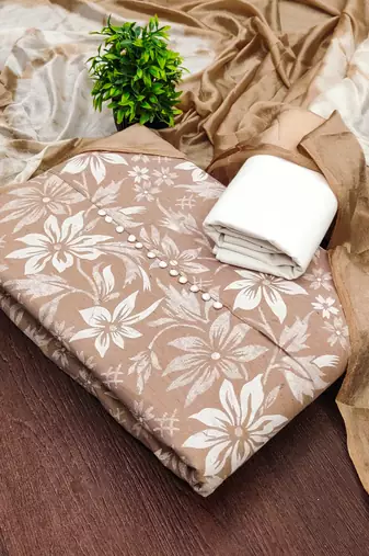  brown print cotton dress material