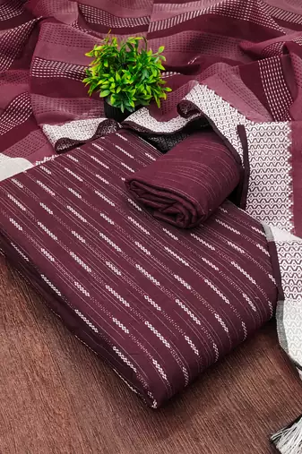  maroon weaving cotton jacquard dress material