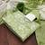 Women's light green unstitched print cotton dress material (gngr50120lgn)