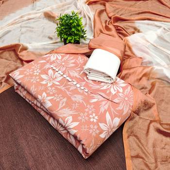  peach print cotton dress material 4