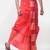 Red hand block print dupion silk dhoti for men (free size)