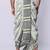 Grey hand block print dupion silk dhoti for men (free size)
