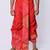 Red hand block print dupion silk dhoti for men (free size)