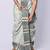Grey hand block print dupion silk dhoti for men (free size)