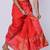 Red hand block print dupion silk dhoti for men (free size)