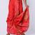 Red hand block print dupion silk dhoti for men (free size)