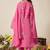 Women Thread Work Mal Chanderi Straight Kurta With Trousers & Dupatta