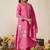 Women Thread Work Mal Chanderi Straight Kurta With Trousers & Dupatta
