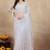 White Bollywood Net Embroidery Sequins work Saree with Unstitch Blouse Piece