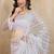 White Bollywood Net Embroidery Sequins work Saree with Unstitch Blouse Piece