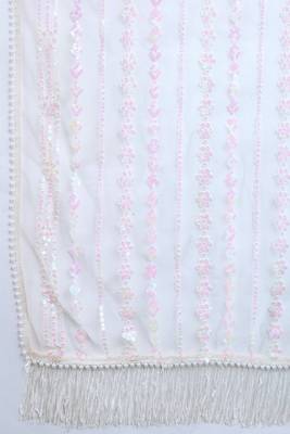 Trendmalls White Bollywood Net Embroidery Sequins work Saree with Unstitch Blouse Piece 7