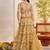Mustard Yellow Heavy Embroidery Net Semi Stitch A Line Lehenga With Blouse