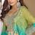Blue and green bandhani print chinon silk palazzo & top with shrug sets - free size upto 44