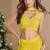 Yellow halter neck pearl work chinon silk palazzo,top & neck dupatta free size upto 44