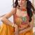 Orange chinon silk palazzo & top  with dupatta - free size upto 44