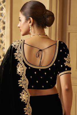 Black color heavy orgenza fabric bollywood inspired saree with designer blouse fabric 3