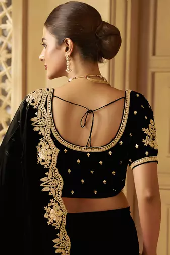 Black color heavy orgenza fabric bollywood inspired saree with designer blouse fabric