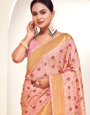 pink silk woven work traditional saree 2