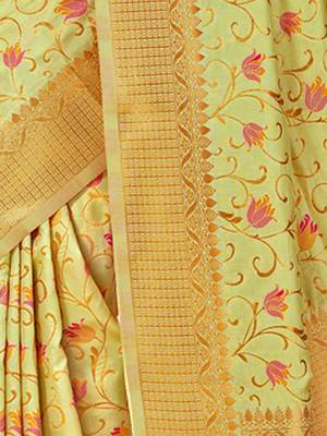 light green silk woven work traditional saree 4