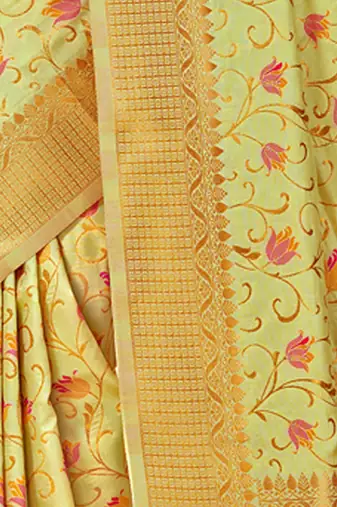 light green silk woven work traditional saree