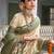 cream beige with green banarasi silk woven work traditional saree