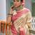 cream beige with pink banarasi silk woven work traditional saree