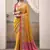Mustard & pink patola silk blend festival wear saree