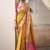 Mustard & pink patola silk blend festival wear saree