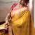 Mustard & pink patola silk blend festival wear saree