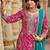 Pink embroidered chinon free size stitched pakistani salwar suit