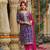 Purple embroidered chinon free size stitched pakistani salwar suit