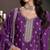 Purple embroidered chinon semi-stitched palazo salwar suit