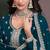 Teal blue embroidered chinon semi-stitched palazo salwar suit
