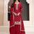 Red embroidered chinon semi-stitched palazo salwar suit