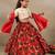 Red printed chanderi lehenga