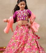 Purple printed chanderi lehenga