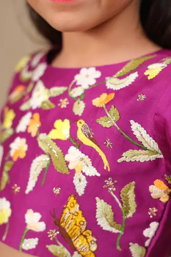 Purple printed chanderi lehenga