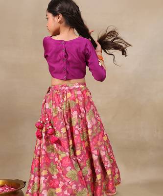 Purple printed chanderi lehenga 3