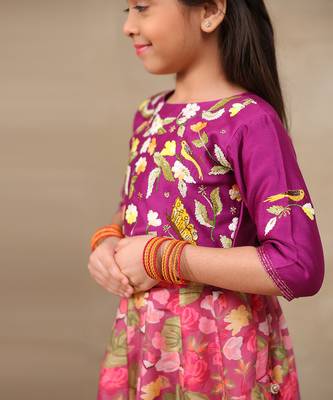 Purple printed chanderi lehenga 4