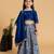 Blue printed chanderi lehenga