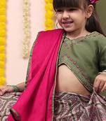 Green printed chanderi lehenga