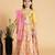 Yellow printed chanderi lehenga