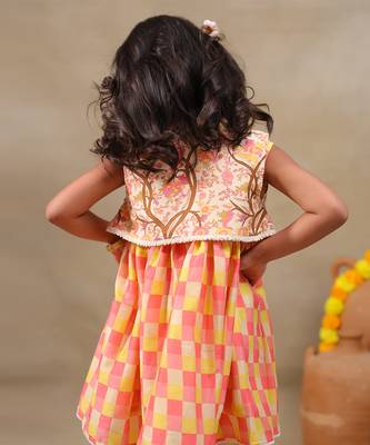 Yellow printed chanderi kurta set 2