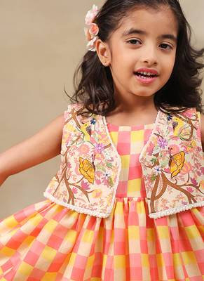 Yellow printed chanderi kurta set 3