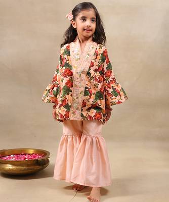 Multicolor printed chanderi kurta set 1