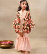 Multicolor printed chanderi kurta set