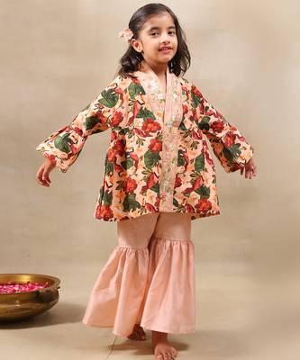 Multicolor printed chanderi kurta set 2